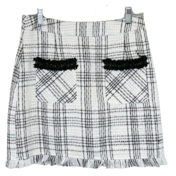 EUC Aqua White & Black Tweed Mini Skirt size M - Picture 2 of 5